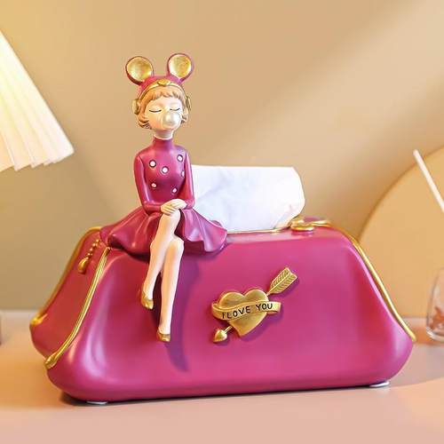 泡奢风YUM泡女孩纸巾摆件客厅高档卧室收纳盒家轻用创意抽纸盒纸