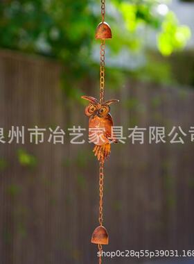 爆款彩鹰装MWZ绘铁艺做旧猫铜色头装饰性挂链雨链饰屋檐引水链