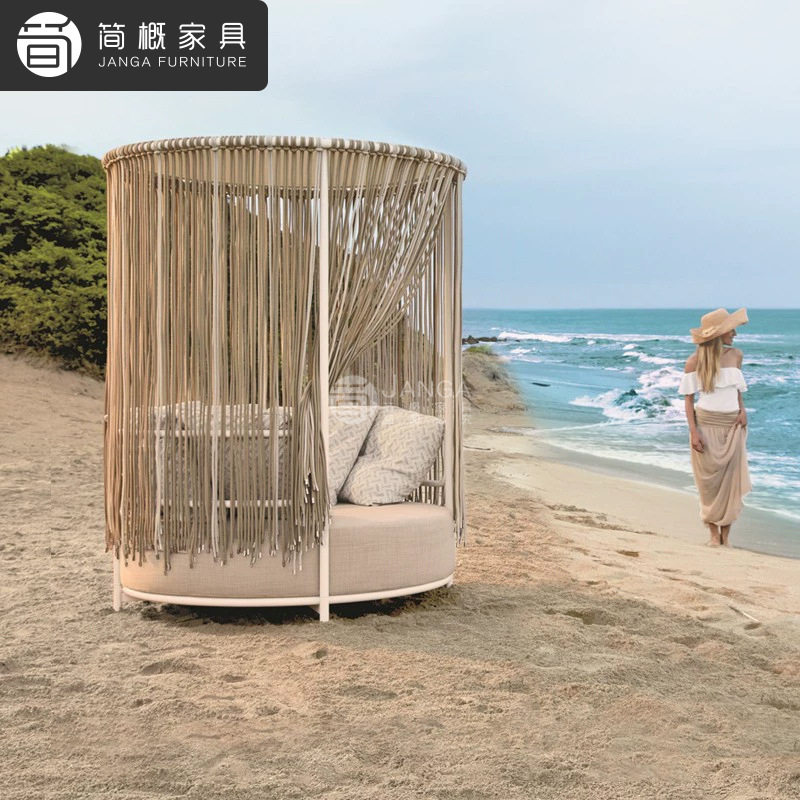 户外庭院藤编沙发床防水防晒