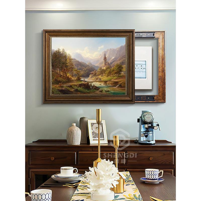 复古电表箱装饰画风景油画美式配电箱遮挡挂画免打孔建筑世界名画图片