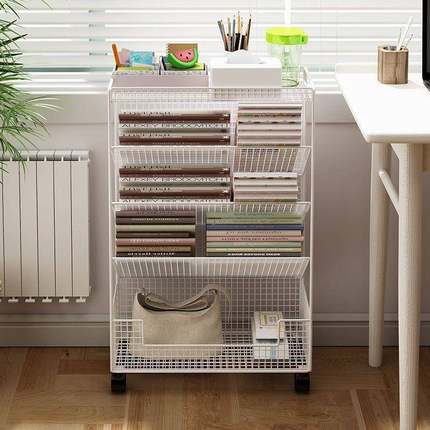 带轮书架书办公室书本收纳置物架可移动放书WPM架报中小学生课桌