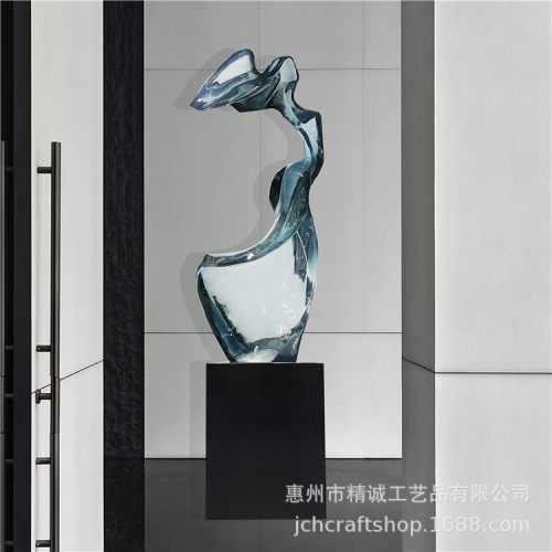 高端透明树脂摆件酒店样板房现代轻奢艺术抽象雕塑软装饰品