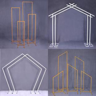 新庆道具铁艺几何屏风路引F955HM79婚婚款 饰摆立件体长方形拱 礼装