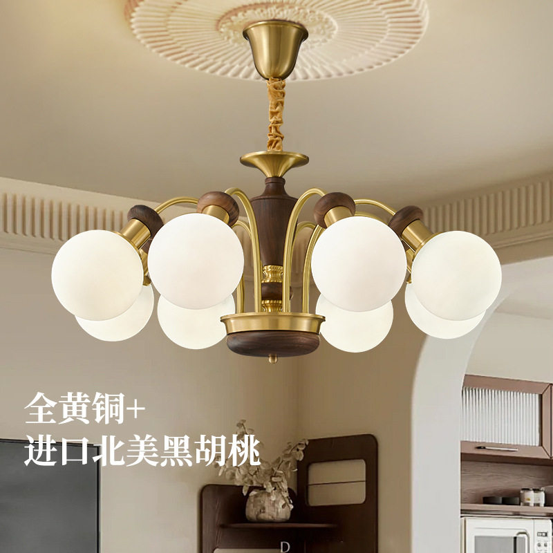 全铜美式中古法式复古客厅吊
