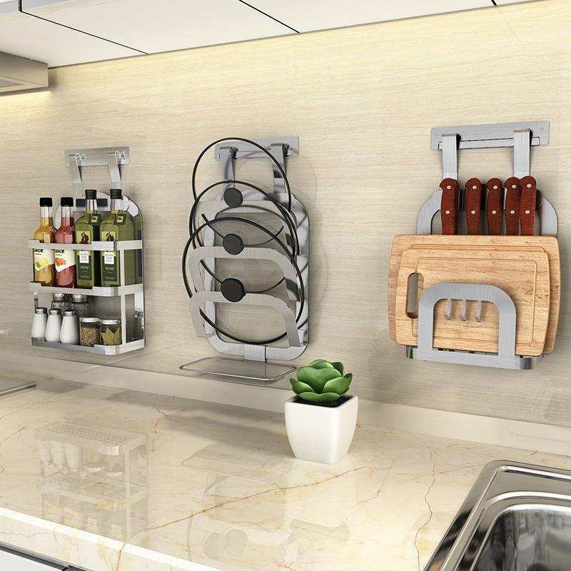 厨0房置免钉BG00物架免打孔3不4锈钢味架碗碟收纳架调子筷子置物