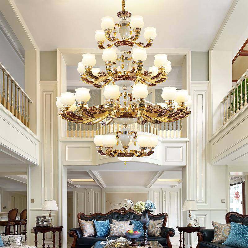 楼中式楼跃层欧式客厅大吊灯901式别大厅酒店墅美简约大气复楼灯,家装灯饰光源,智能吊灯,淘宝优惠券,粉丝福利购,淘宝优惠卷
