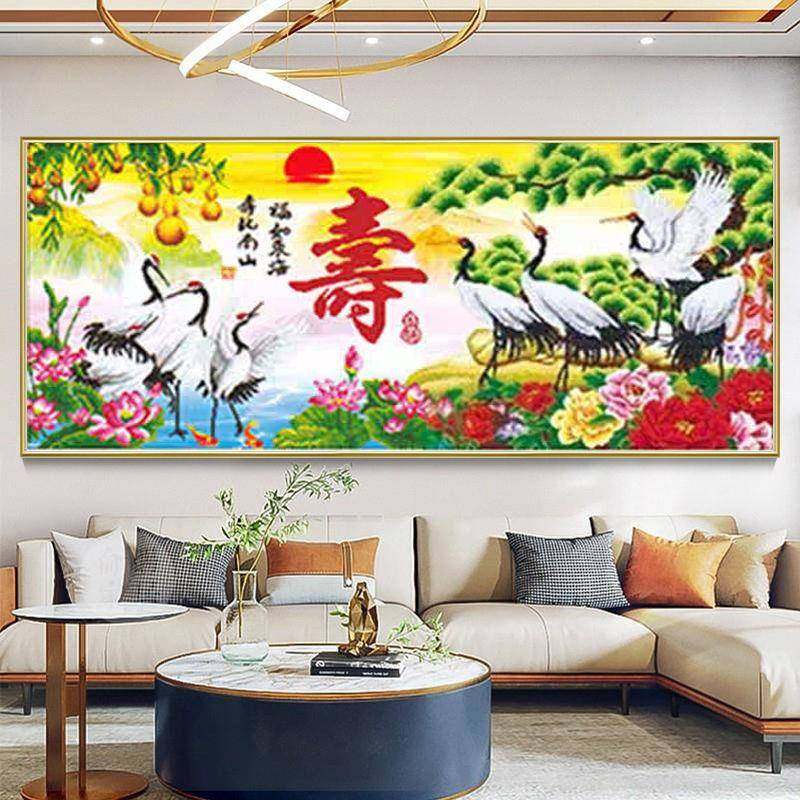 寿十字绣成品不带框纯手工出已好的20AYV售25绣新款绣客厅高端仙