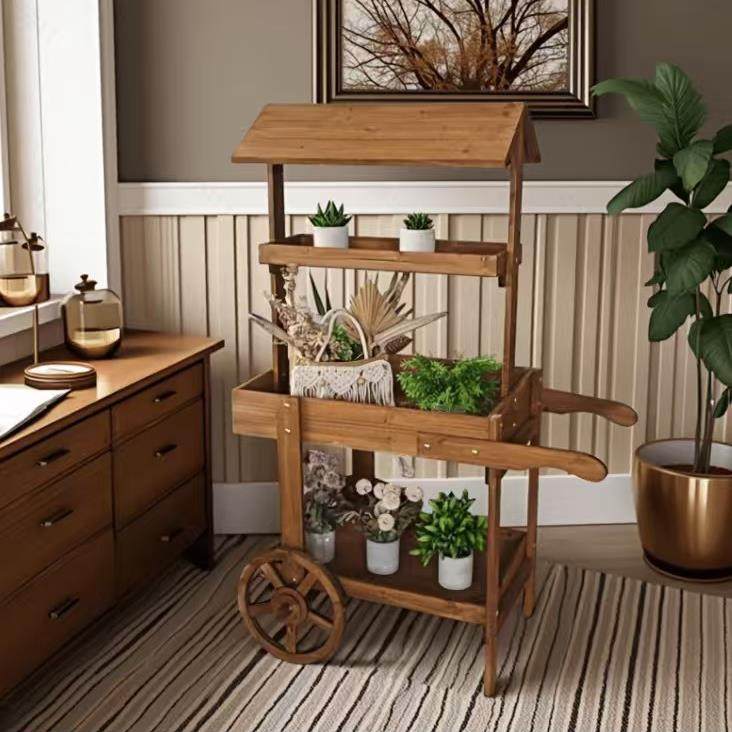 式乡村复古实摆木推麦太保车摆移花架件动售货车商场夜市摊车促销,收纳整理,书桌收纳置物架,淘宝优惠券,粉丝福利购,淘宝优惠卷