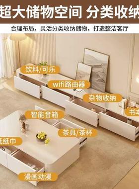 茶电几客现厅用视柜组合20FFN25家新款小户型落地玻璃茶几简约代