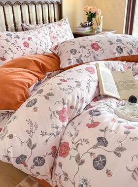 田园风水洗单棉麻套四件AL101120套A类层纱床被套三双3件学生宿舍