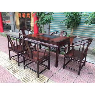 KMJ老挝大红酸枝交趾黄檀泡桌茶台干泡桌茶茶喝茶椅清式明式家具