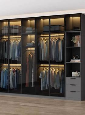 轻小衣奢衣家用卧室实木户型橱现代简约储物柜衣BPH帽间玻璃柜子