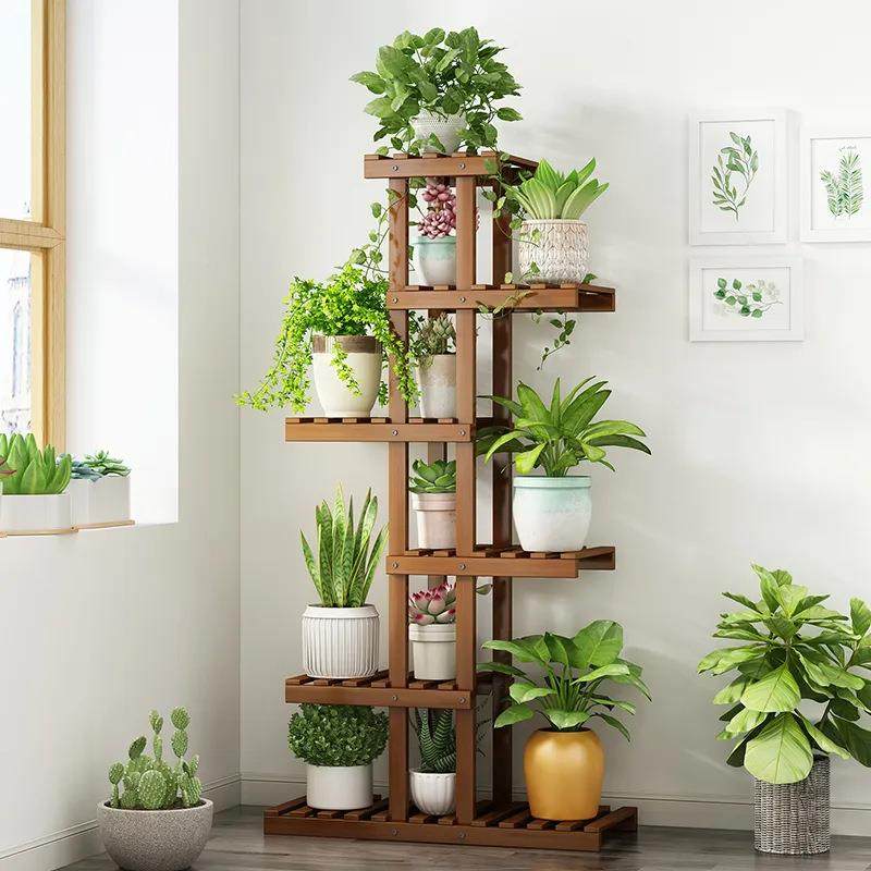 质多物层花架子置室内阳台物架客ELB厅实木落地栏杆多肉绿萝植架