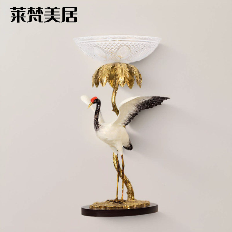 莱梵美居法式欧式复古奢华别墅书房全铜摆件脱蜡铜工艺雕塑仙鹤装