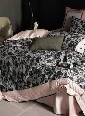 复古纯美数码印花100支单长绒棉全棉棉四件套式床000033被套床上