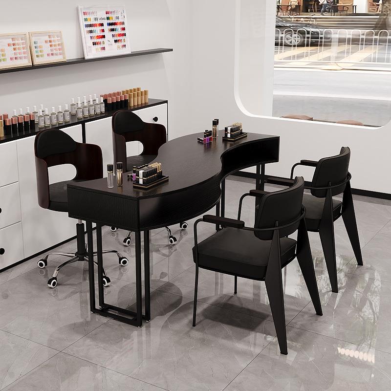 形新型LEPS美甲桌实木异美甲店单人款双人专用桌中古风美甲桌椅套