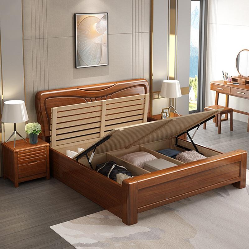 新双中式胡桃木.FWS床卧木室实人床现代简约小户型轻奢主卧1.5米1