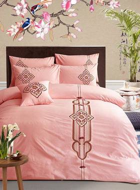 中风四山水墨画刺绣水棉件洗套XJ180105全国棉绣花床上用品新中式