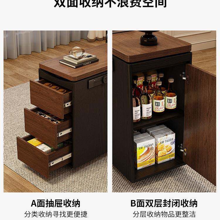 户中PFB古风家用单独迷你岛台餐折桌可移动升降柜叠小型餐边餐台