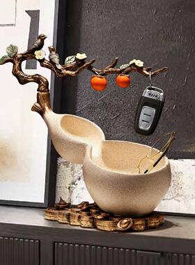 平安喜乐葫厅芦收纳摆件OVZ中式入户玄关客新创意艺术装饰品匙钥