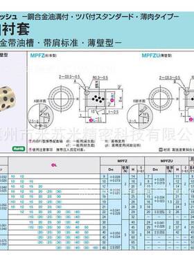 无油衬套(铜金合带型)MPFZU20-15/20/肩BGP5/0/420替米苏米ISUMI