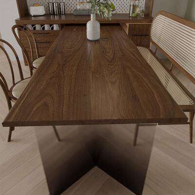 北黑胡wyy20241桃渐变亚悬克力浮餐桌诧寂风长美方形桌实木茶桌现