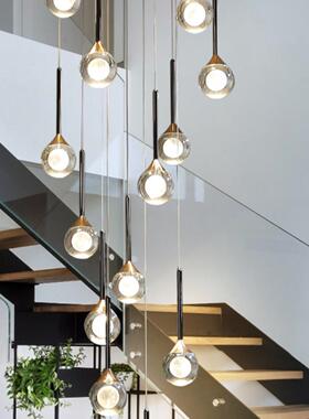 挑楼梯吊灯905轻奢别墅跃层空客厅水晶复主式lotf公寓中山led灯灯