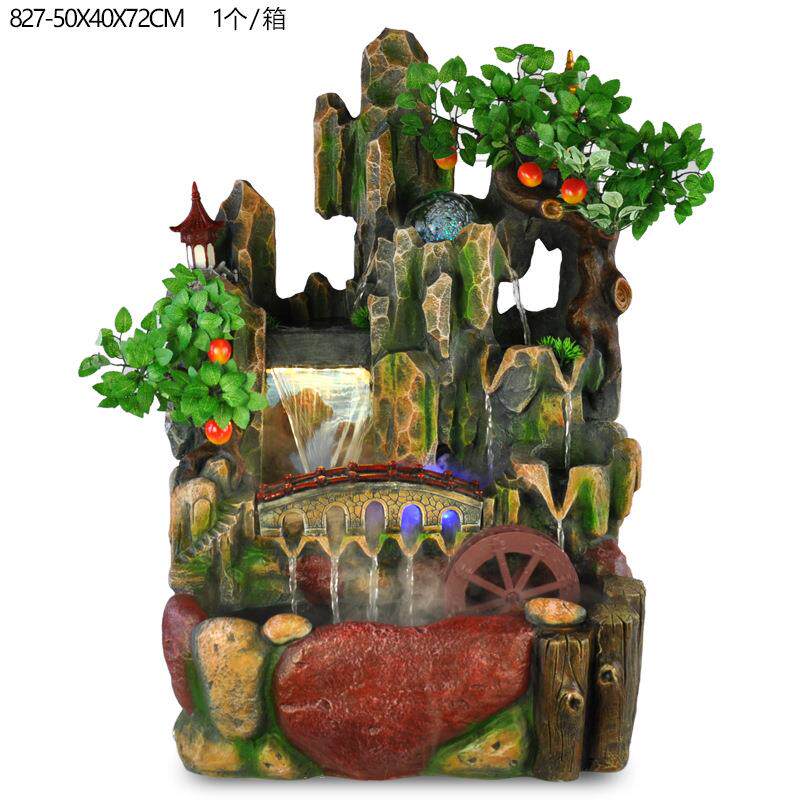 工艺品创意件纯手艺工工品假山喷泉鱼LAP缸摆装件美式摆饰摆设