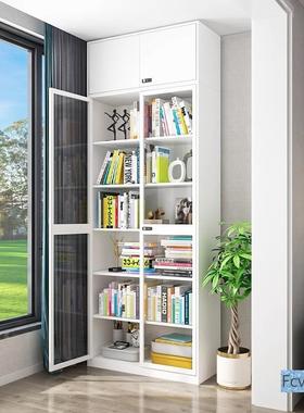 钢制书客厅收尘柜防玻纳璃EED门展示柜铁艺组柜合储物柜一体靠墙