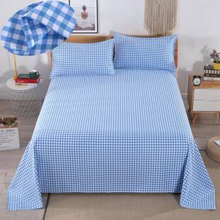 加V老45O纯棉粗布床单件加厚密100单学生宿舍双GKU人棉麻小格子