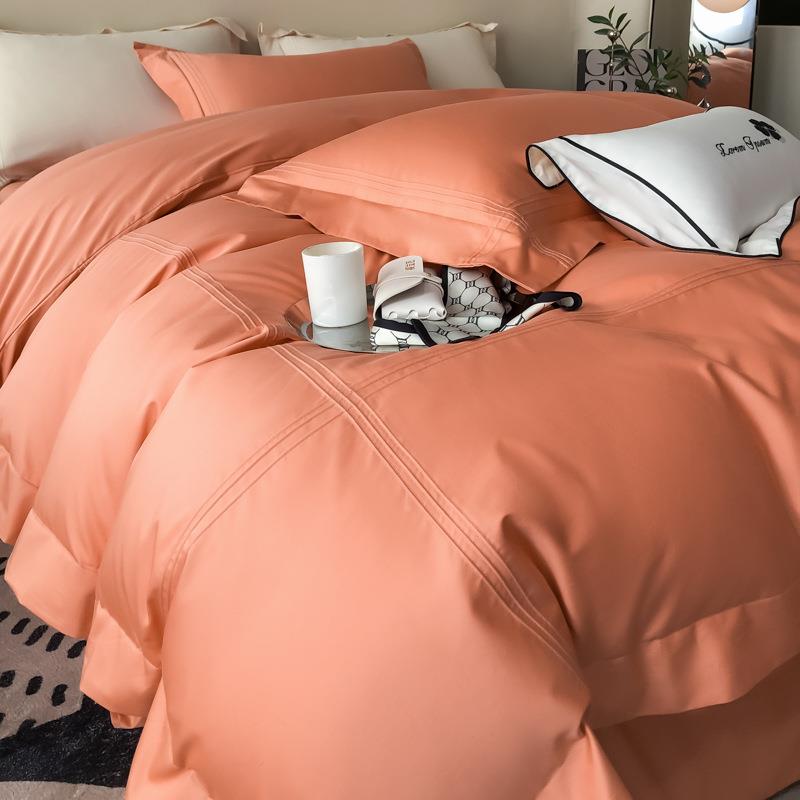 高端纯色全m-8889棉四件套棉加款磨毛四件套床笠长绒棉床纯上用厚