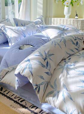 优厚选8风0S100全棉加套四件纯棉印花床上用品田100%全棉园被套床