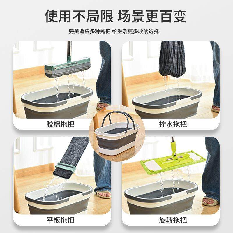 可叠单拖桶长方折形平PCN板把拖地拖布桶家用拖把盆桶洗车涮地板