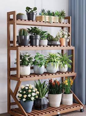 花架实木多层简室内阳台客厅多肉落地式防F978SSSM约质腐子置物架