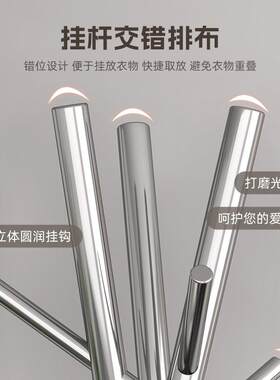 不锈钢衣帽架地创晾意挂衣架卧架室欧落式室GFM内衣服收纳子加厚