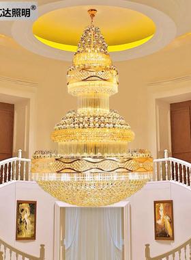 厂家款欧式厅水晶大吊灯复式楼酒别墅客LED店工程新68026大厅灯具