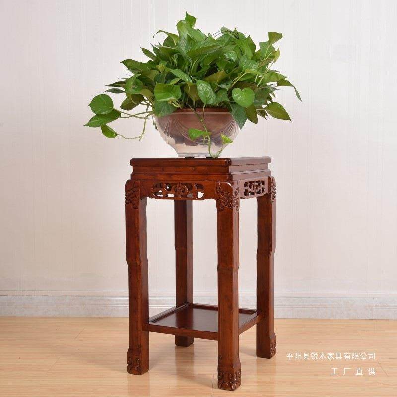 室内实木厅架超架承重鱼缸盆花景桌置物架石头底座无品牌/客绿萝