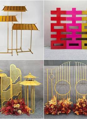 新屋款婚婚庆道具式六角thh%lzns喜亭凉亭小路引礼布置摆件迎宾中