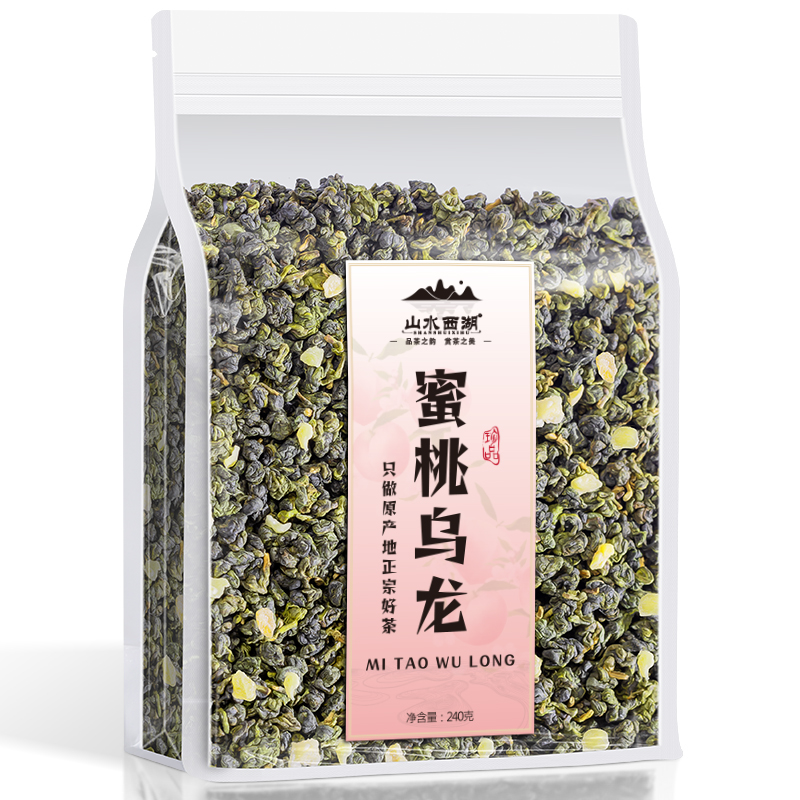 山水西湖茶叶 蜜桃乌龙 花果茶夏天喝的冷泡茶水果茶精选袋装240g