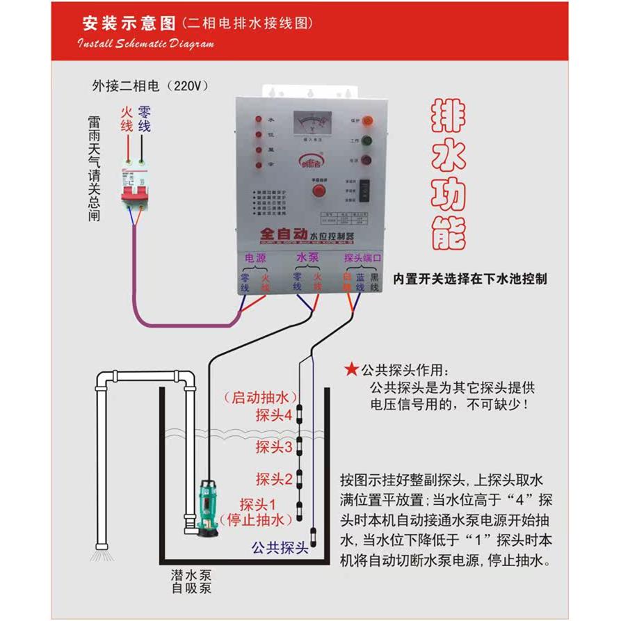 3动80V水三相单相塔自开关 水泵上水排水给水水位液位探头控制器