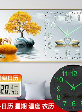餐厅装饰画挂250211钟多功能客万历电年子钟厅墙日历时钟表20挂25