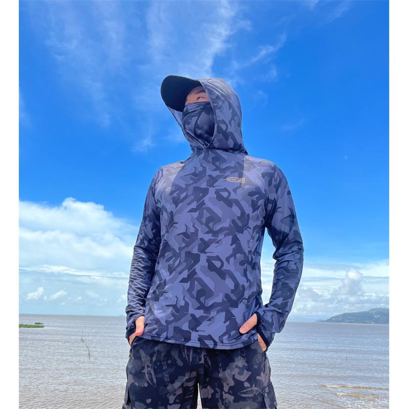 冰丝钓鱼防薄男T-1晒服气夏超迷彩全遮面垂钓衣裤透速干大尺码钓
