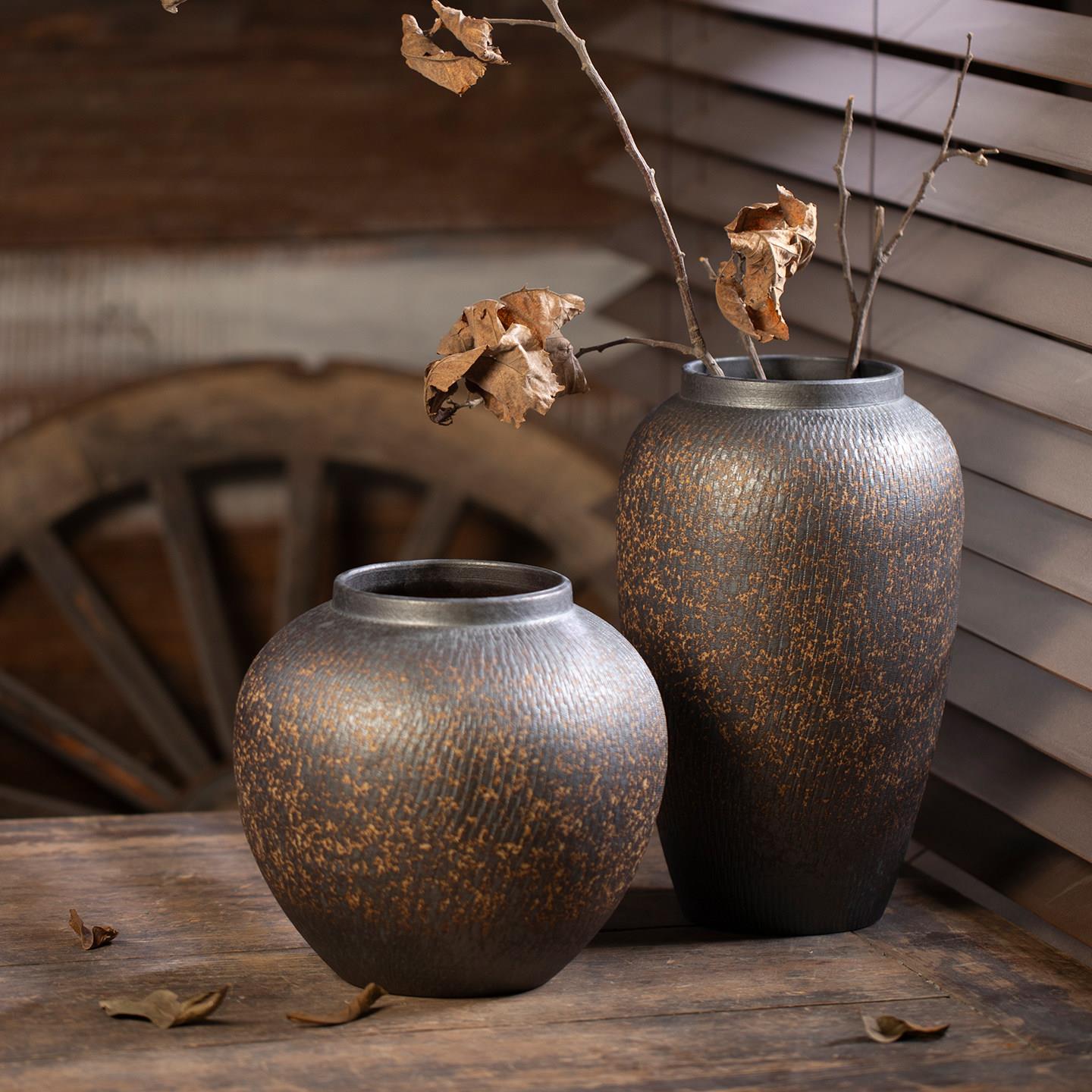 景德古陶花瓶餐厅插花摆件民宿酒店展示瓷柜复工厂206-侘寂风镇创