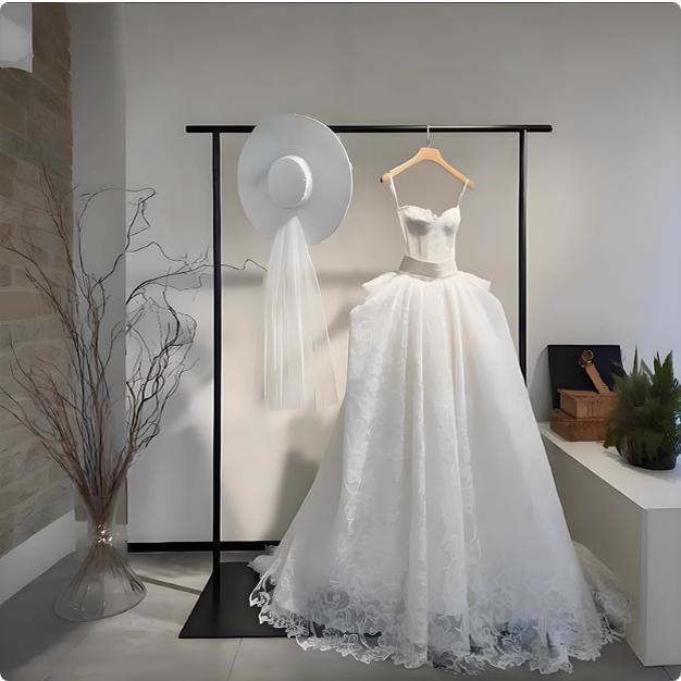 黑架色婚纱架挂子礼服陈列货架简杆约婚纱落地架中式秀禾衣头纱子