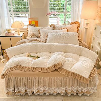 床裙绒风格牛奶天鹅绒四件套2新024冬被LNJA0906季加厚珊瑚绒套单