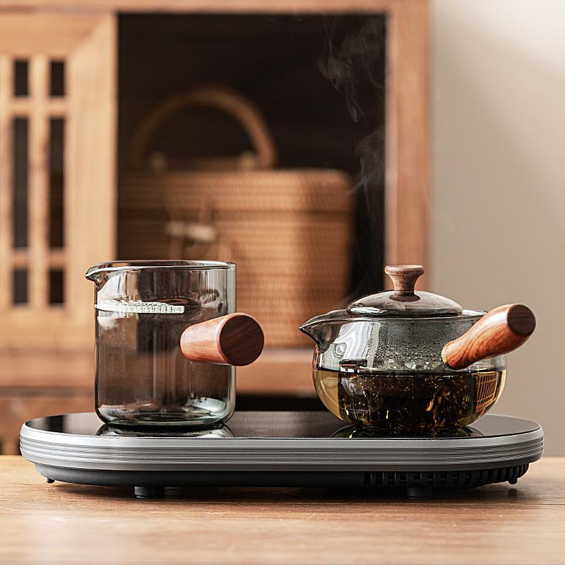 器煮茶2026新款双瓦口斯炉IVF黑晶炉一体泡茶套装家用夫耐热玻璃
