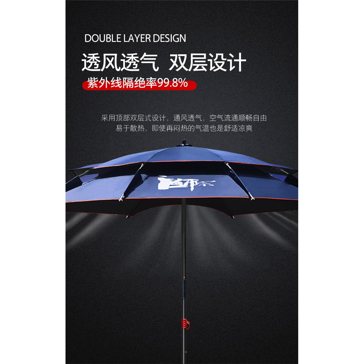 鱼伞围防防雨防晒抗UV黑钓胶伞户外垂钓风202HMHK2024新款遮阳摆