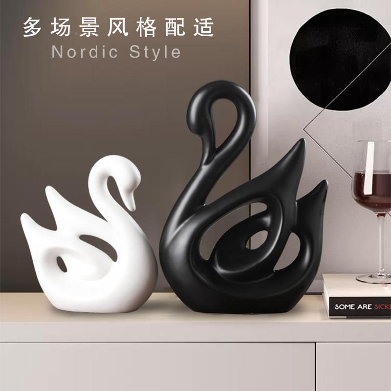 简约北欧柜天FDR鹅摆面酒柜电视玄关柜装饰品家居客厅件桌陶瓷工