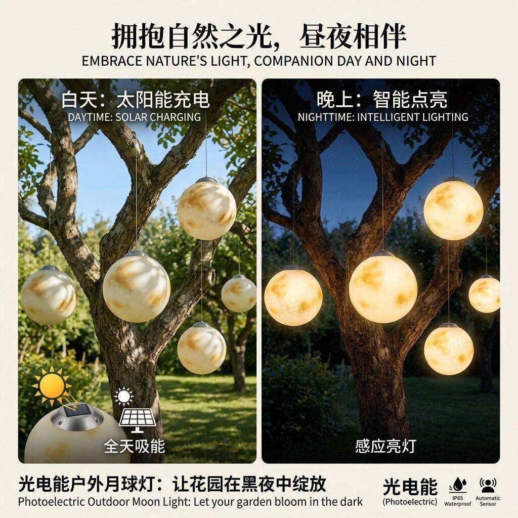 户外吊灯太阳花能凉亭阳月球防水挂树灯台灯园气氛灯装饰庭院灯