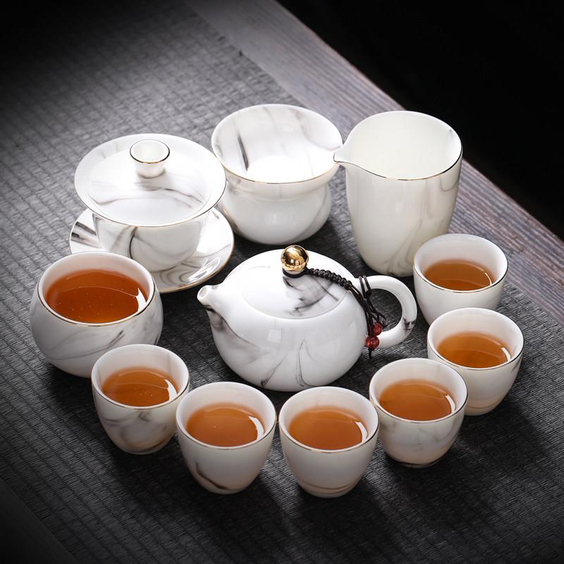 功夫具套茶组白瓷家用礼品茶杯脂砂玉六君子盖20240316碗茶羊盘荼